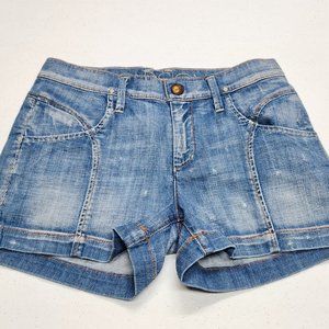 NWOT Women's Goldsign Duval Blue Denim Stretch Short Shorts size 24